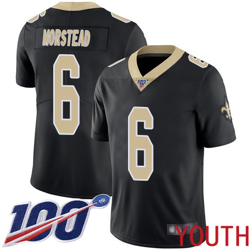 New Orleans Saints Limited Black Youth Thomas Morstead Home Jersey NFL Football #6 100th Season Vapor Untouchable Jersey->youth nfl jersey->Youth Jersey
